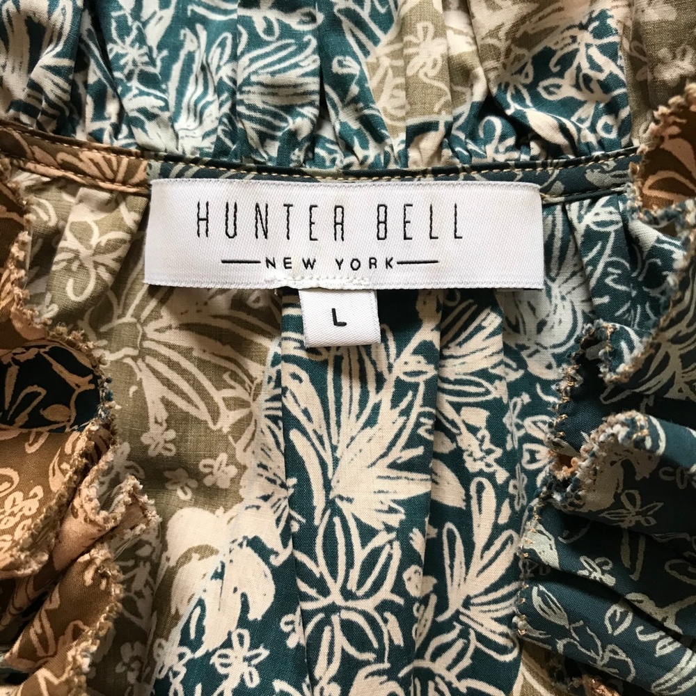 NWOT Hunter Bell Merritt Shift Dress Womens Large Blue Tan Short Sleeve V-Neck - Picture 4 of 13